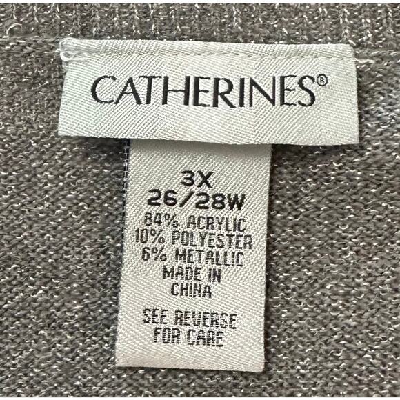 Catherines Studded Shimmer Knit Sweater Gray Silver V-Neck Plus Size 3X - Picture 11 of 11